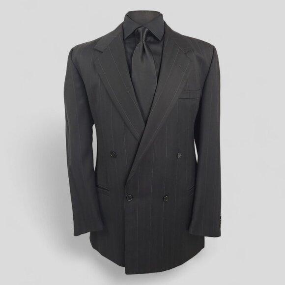 Vintage Versace V2 43L Double Breasted Striped Sport Coat - Picture 1 of 13